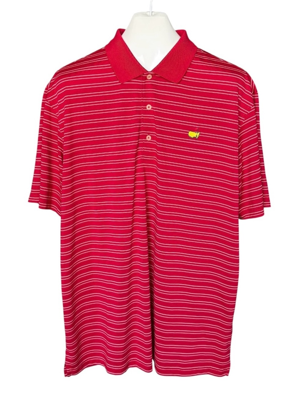 Masters Tech Polo  Men Size X-Large Red &  White Stripes Augusta National Golf